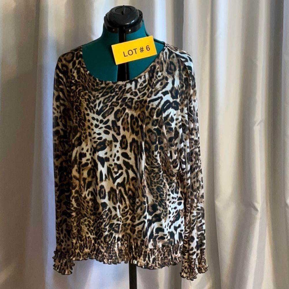 Semi sheer tunic style top in animal print in 2X by A LOVE STORY